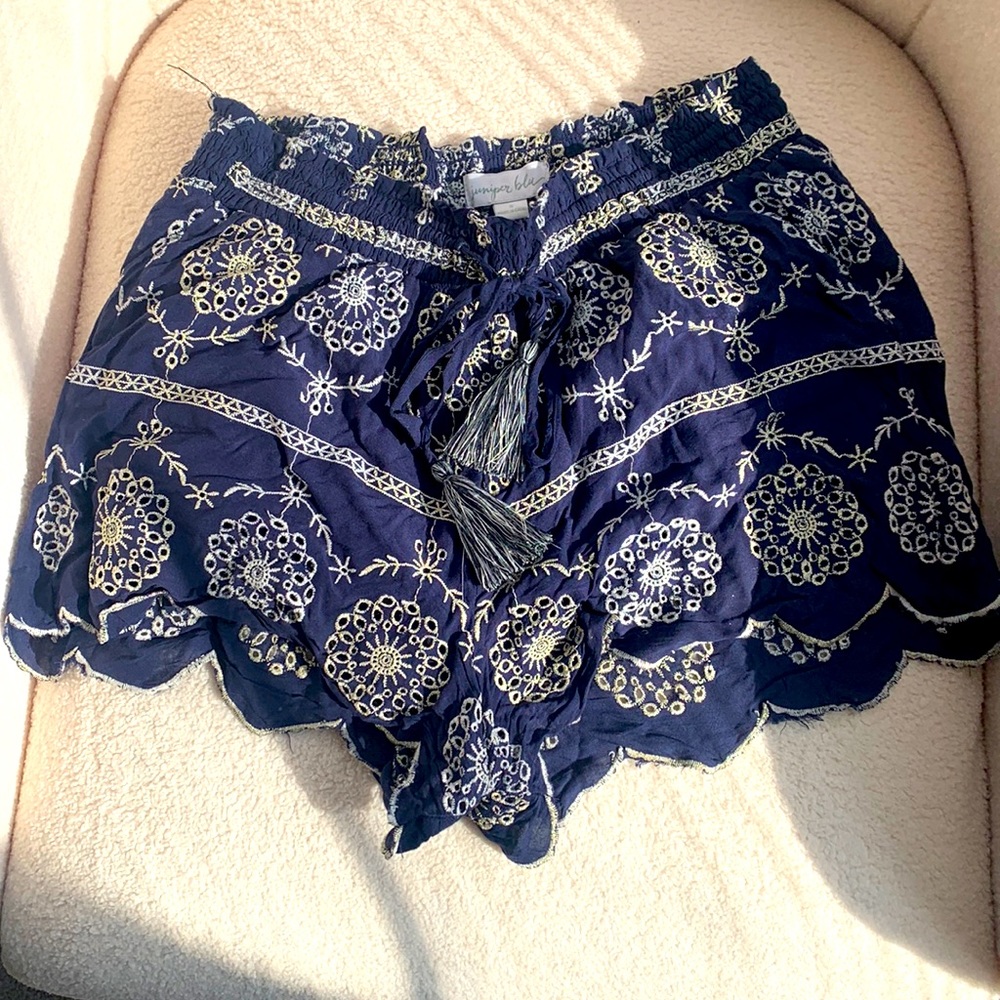 Blue metallic shorts